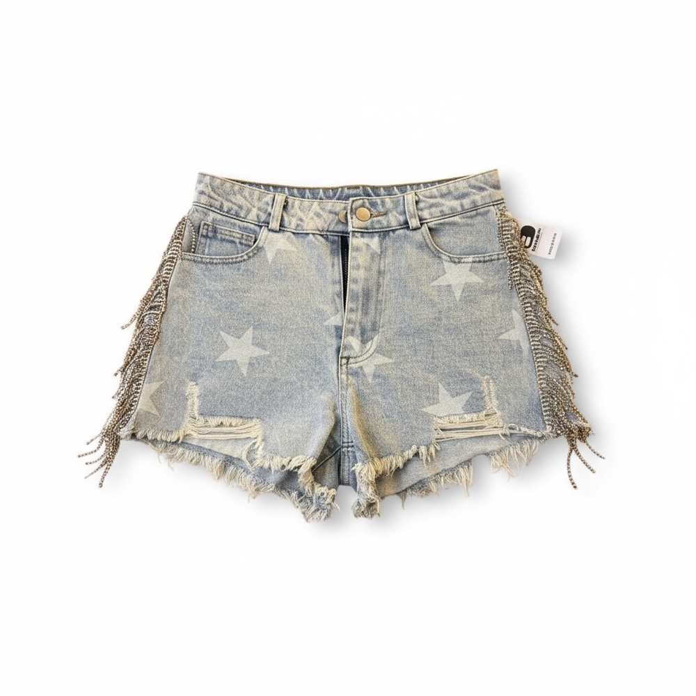 Starry Light Blue Denim Shorts
